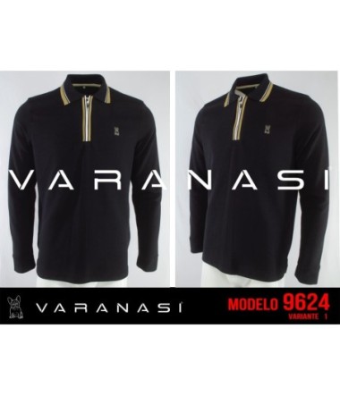 PLAYERA TIPO POLO CABALLERO VARANASI MANGA LARGA