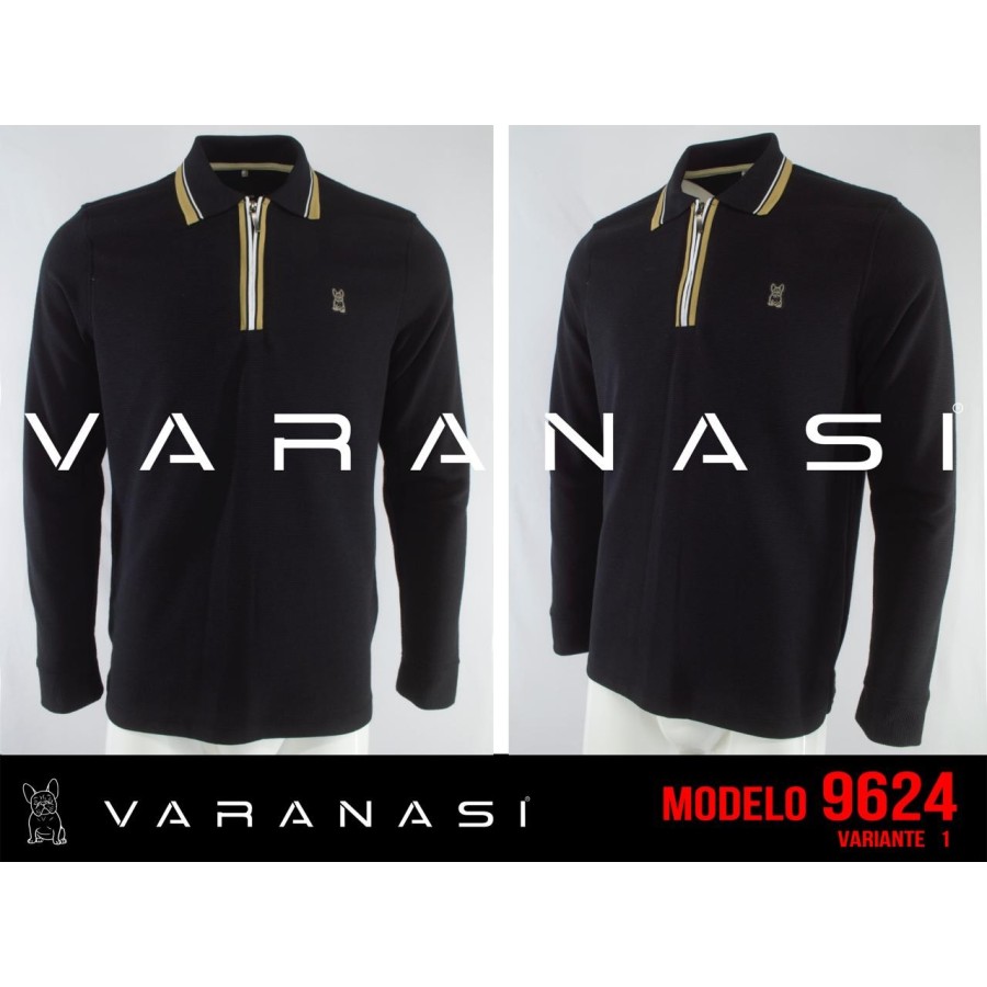 PLAYERA TIPO POLO CABALLERO VARANASI MANGA LARGA