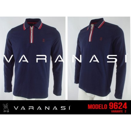 PLAYERA TIPO POLO CABALLERO VARANASI MANGA LARGA