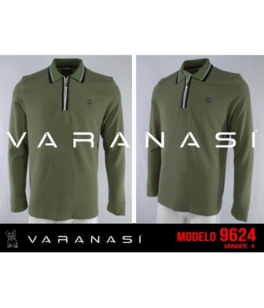 PLAYERA TIPO POLO CABALLERO VARANASI MANGA LARGA