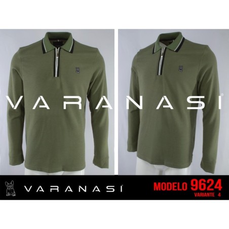 PLAYERA TIPO POLO CABALLERO VARANASI MANGA LARGA