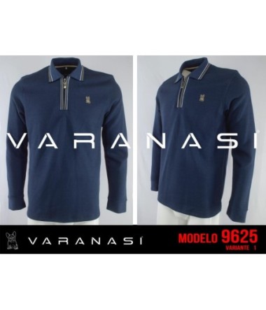 PLAYERA TIPO POLO CABALLERO VARANASI MANGA LARGA