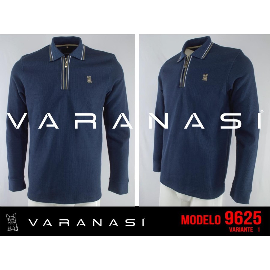 PLAYERA TIPO POLO CABALLERO VARANASI MANGA LARGA