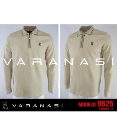 PLAYERA TIPO POLO CABALLERO VARANASI MANGA LARGA