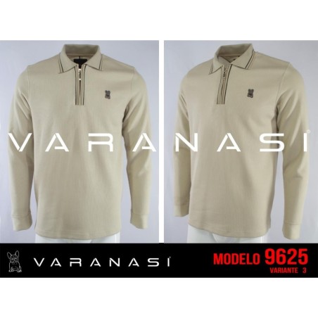 PLAYERA TIPO POLO CABALLERO VARANASI MANGA LARGA