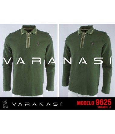PLAYERA TIPO POLO CABALLERO VARANASI MANGA LARGA