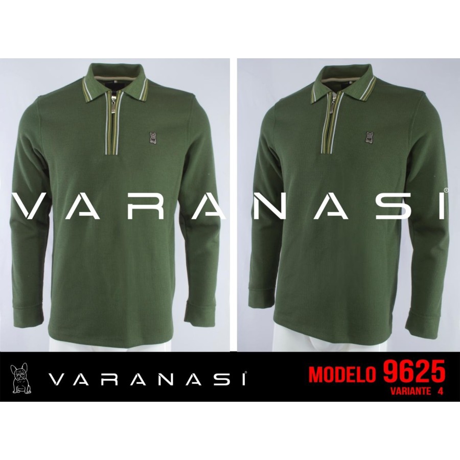 PLAYERA TIPO POLO CABALLERO VARANASI MANGA LARGA