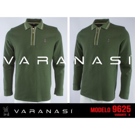 PLAYERA TIPO POLO CABALLERO VARANASI MANGA LARGA