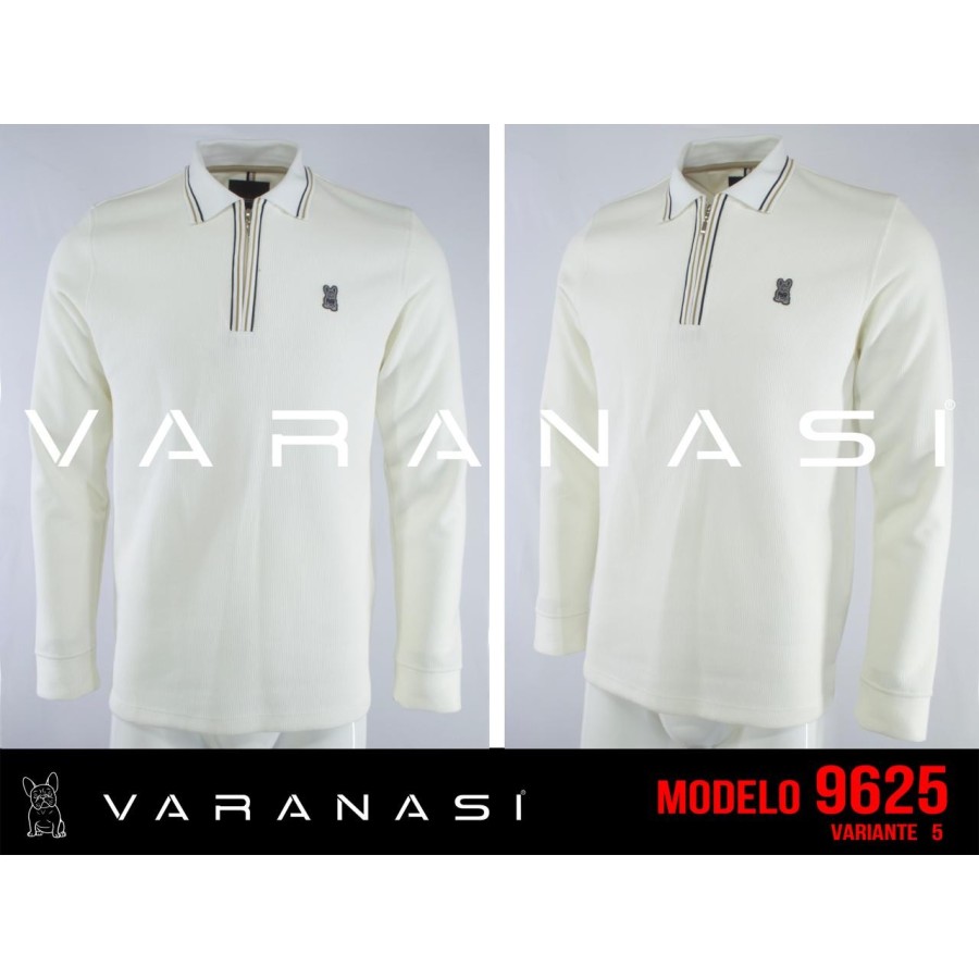 PLAYERA TIPO POLO CABALLERO VARANASI MANGA LARGA
