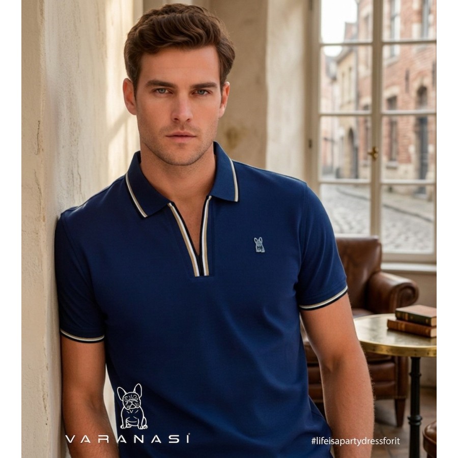 PLAYERA TIPO POLO CABALLERO VARANASI